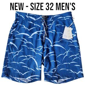 NEW Men's Size 32 Free Assembly Blue Swim Shorts Boardshorts Boardshort Board